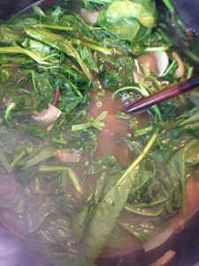 Greens simmering